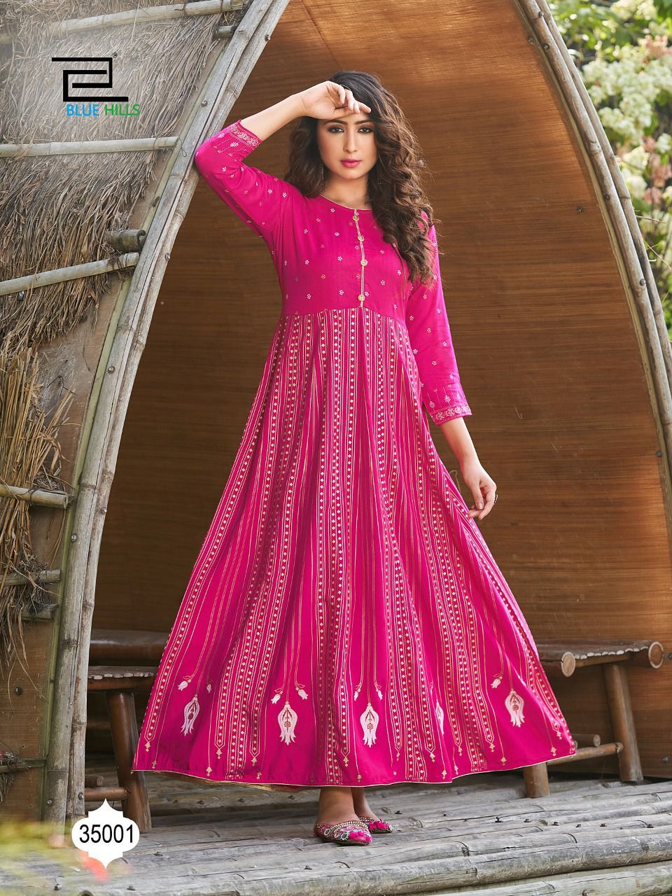 Blue Hills Walkway 35 New Ethnic Wear Printed Rayon Anarkali Kurti Collection